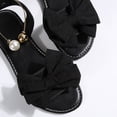 thumbnail image 6 of Crunowin Women's Casual Sandals, Round Toe Open Toe Solid Color Bow Indoor Outdoor Big Size Comfortable Shoes Black 7, 6 of 10