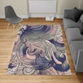 thumbnail image 2 of Abstract Turkish Area Rug, Ocean Inspired Graphic Paisley Pattern Swirled Hand Drawn Art Print, Soft Carpet for Living Room Decor with Distressed Look, 4' X 5.7', Navy Blue, by Ambesonne, 2 of 4