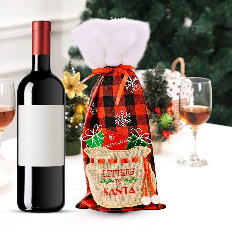 Pianpianzi Cute Stemless Wine Glasses for Women T Wine and Wine Glasses Set Christmas Decoration Christmas Wine Bottle Bag Christmas Red and Black