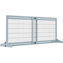 YEXJ 72" W x 27" H Extra Wide Freestanding Pet Gate with Adjustable Length Dog, Cat, Barrier for House, Doorway, Hallway-Blue-gray