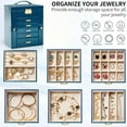 thumbnail image 3 of 6-Tier Jewelry Box Lockable Leather Jewelry Storage Case with 5 Drawers for Women Girls Ring Necklace Earring Bracelet Holder Organizer with Mirror Blue, 3 of 15