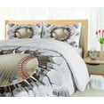 thumbnail image 5 of Ambesonne Sports Duvet Cover Sets, Baseball Wall Concrete, 2-Queen, Ivory Pale Grey Orange, 5 of 7