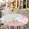 thumbnail image 3 of Red Green Shell Elastic Fitted Round Table Cover Starfish Coral Marine Life Waterproof Outdoor Tablecloth for Holiday Party, Picnic, Patio & Dining Fits Tables Up to 45"-54", 3 of 8