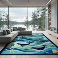 thumbnail image 2 of ODIKA 8'x10' Washable Area Rug Durable, Non-Slip Bathroom Ocean Wave Nautical Whale Starfish Beachy Accessories for Living Room, Under Sectional, Family, 2 of 7
