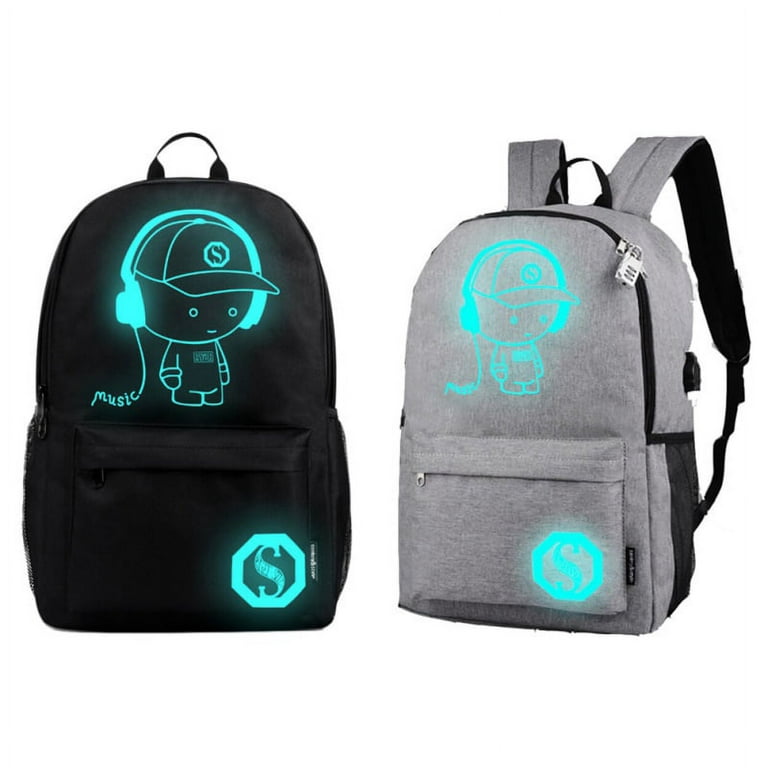Luminous Glow In Dark Cool Boys School Backpack, Black Color