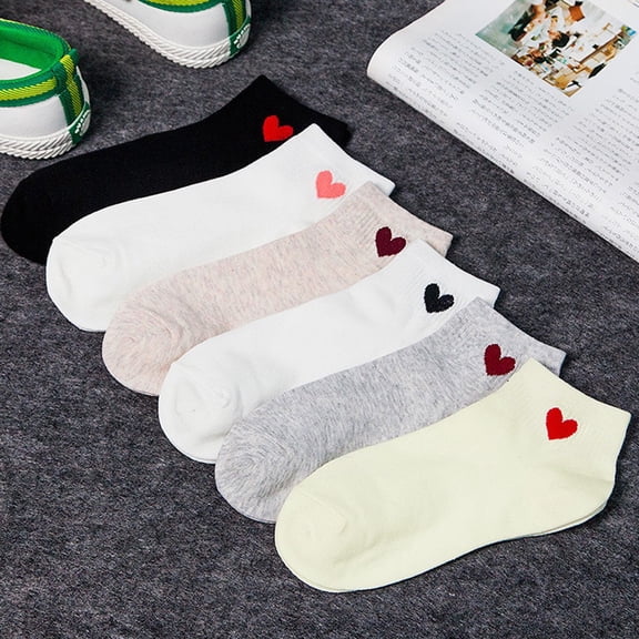 Helii Women Cute Heart Printed Ankle Socks Cotton Low Cut Casual Lightweight Socks for Women Fuzzy Socks Thermal Socks
