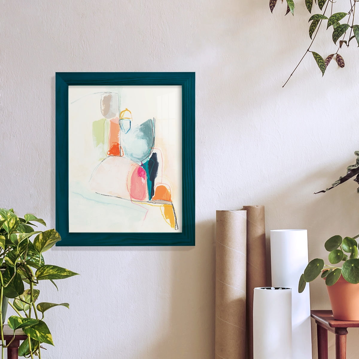 Factotum I -Framed Print w/glass-Ocean Blue