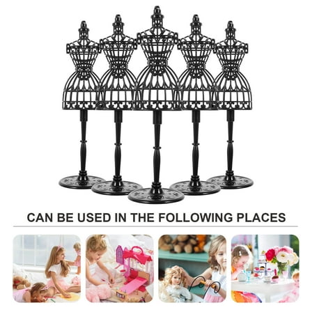 GOOHOCHY 5Pcs Mini Doll Clothes Mannequin Black Plastic Dress Display