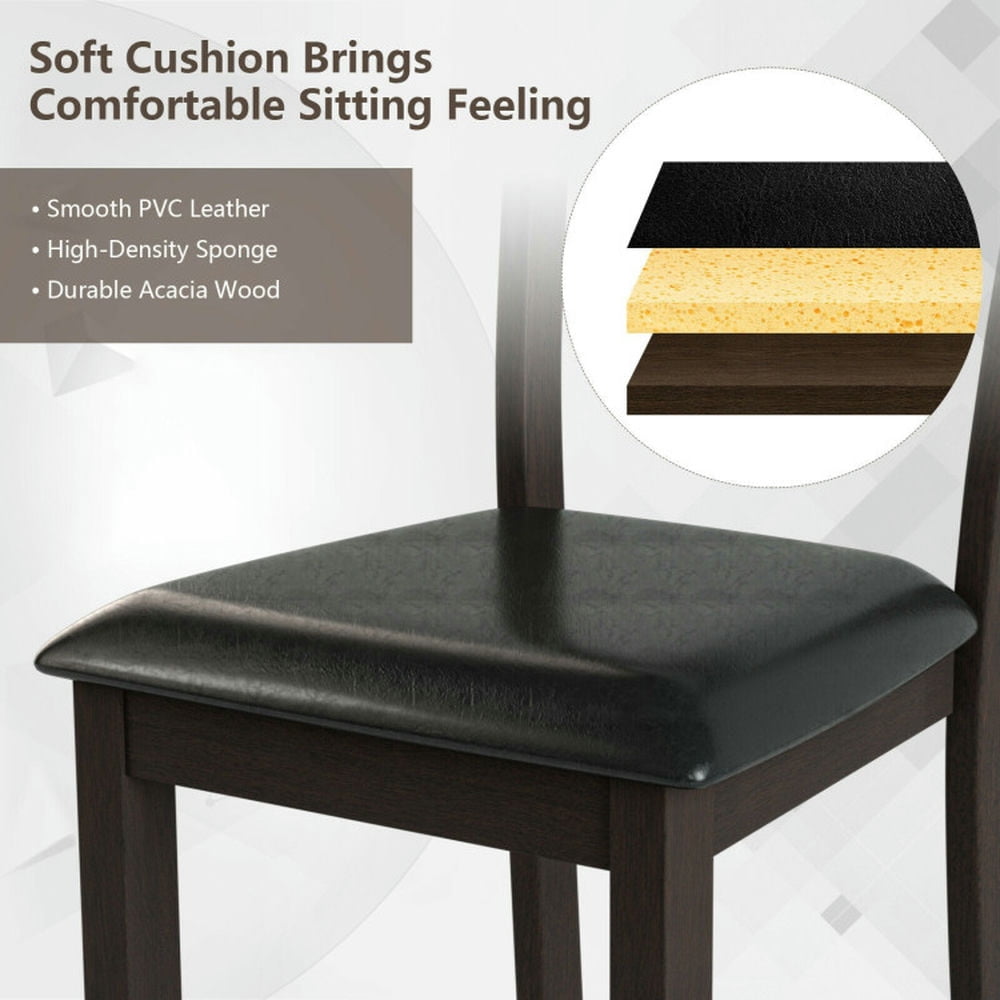 Demi Bonn Set of 2 Dining Chairs With Rubber Wood Frame and Upholstered Faux Leather Seat for Dining Room Living Room, Green