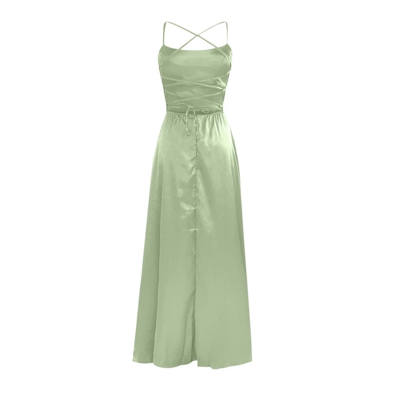 silk dress wide green Luna Silky Bias Cut Dress Emerald
