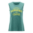 thumbnail image 5 of Summer Tops For Women T Shirts Loose Fit Casual Crew Neck Tank Sunshine And Coffee Print Sleeveless Short Sleeve Graphic Tees For Women Green S, 5 of 5