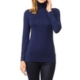 thumbnail image 5 of SSOULM Women's Slim Lightweight Long Sleeve Pullover Turtleneck Shirt Top With Plus Size, 5 of 5