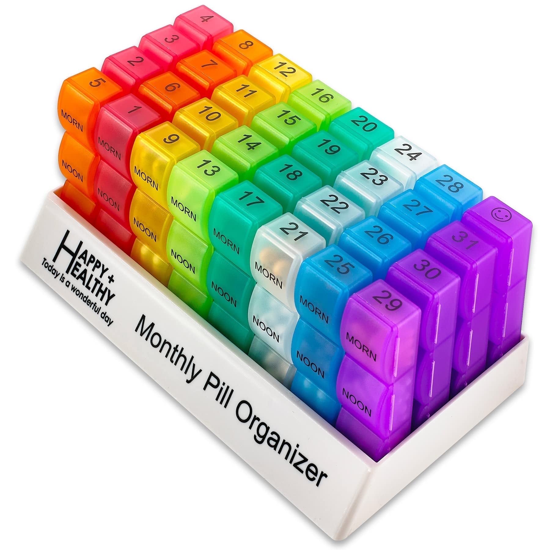 MEDca 32-Compartment Monthly Pill Box Organizer - 3 Doses Daily, 1 Pack