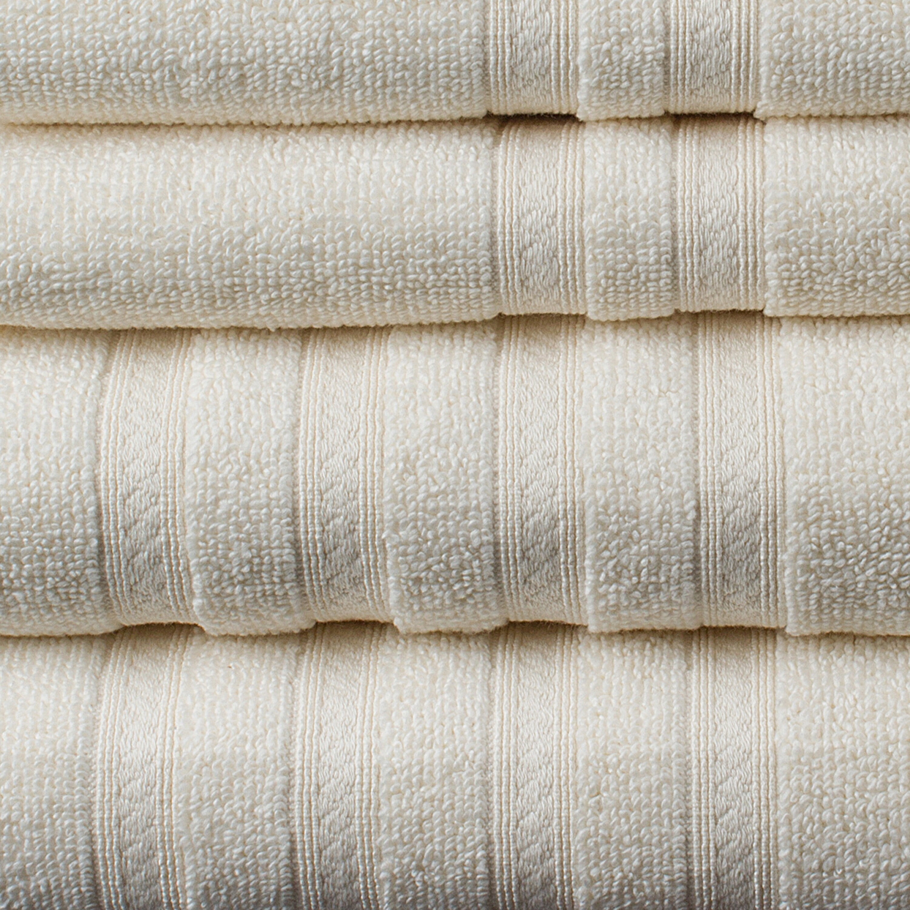 Express Solid 100% Cotton 520 GSM 6 Piece Bath Towel Set, Soft & Absorbent, Quick Dry, Size 27x54 Inches, Durable Everyday Use, Ivory, OEKO-TEX® Certified