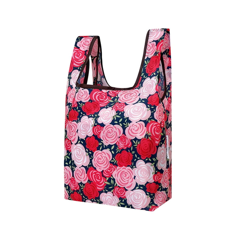 Wrapables Small JoliBag Collection Reusable Shopping Bag Pink Roses
