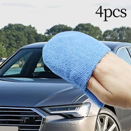 4x Soft Microfiber Applicator Microfiber Foam Mitten for Motorcycle Wheels and Rims Blue