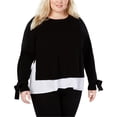 thumbnail image 1 of I.N.C Womens Layered-Look Knit Sweater, Black, Plus Size, 0X, 1 of 6