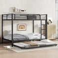 thumbnail image 3 of Bellemave Bunk Bed Full Over Full with Trundle, Heavy-Duty Full Size Bunk Beds Frame with Full-Length Guardrail and Two Ladders, Metal Triple for Teens and Adults, Space-Saving, Black, 3 of 9