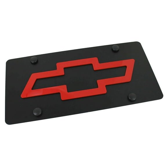 Chevy Bowtie Logo License Plate (Red on Black)
