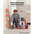 thumbnail image 2 of KFFKFF 75 FT x 3/8 Inch Drain Cleaner Machine with Auto-Feed, Portable Sewer Snake with 8 Cutters, Air-Activated Foot Switch, and Wheels for 2" to 4" Pipes, 2 of 9