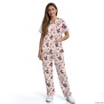 thumbnail image 2 of Chririnla Cute Panda Pink Women's Scrubs V-Neck Short Sleeve Top & Straight Leg Pants with Multi Pocket for Nurse Workwear Medical Scrub Uniform Suit for Women, 2 of 6