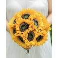 thumbnail image 6 of 12 Pcs Artificial Fake Sunflowers with Long Stems for Outdoor, 18" Silk Faux Plants Sunflowers Bulk for Outdoors Planters, Home Living Room Office Garden Wedding Party Decorations (Gold), 6 of 7