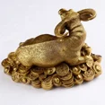 thumbnail image 3 of Firefly Hope Feng Shui Fortune Brass W Street Bull Statue, Sculpture Home Decoration Golden Copper Bull Represents Good Luck of Career and Wealth,Style E,Small, 3 of 4