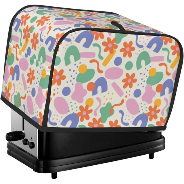 Toaster Cover 4 Slice Vintage Groovy Flowers Dustproof Bread Maker Cover Fingerprint Bakeware Protection Wide Slot Toaster Bag Reusable Kitchen Small Appliance Cover TC278