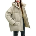 thumbnail image 6 of Pounoo Cropped Puffer Jackets for Women Waterproof Quilted Down Long Sleeve Coat Zip Up Jackets with Hooded Winter Warm Padded Short Coats, 6 of 7