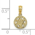 thumbnail image 3 of 14K Yellow Gold Polish Finish Round Shape Star Of David Charm Pendant, 3 of 4