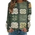 thumbnail image 4 of Xuyuer St. Patrick's Day Round Neck Sweatshirt for Women Lucky Shamrock Long Sleeve Shirt Ireland Gift Clover Print Fit Casual Pullover Fashion Loose Tops, 4 of 5