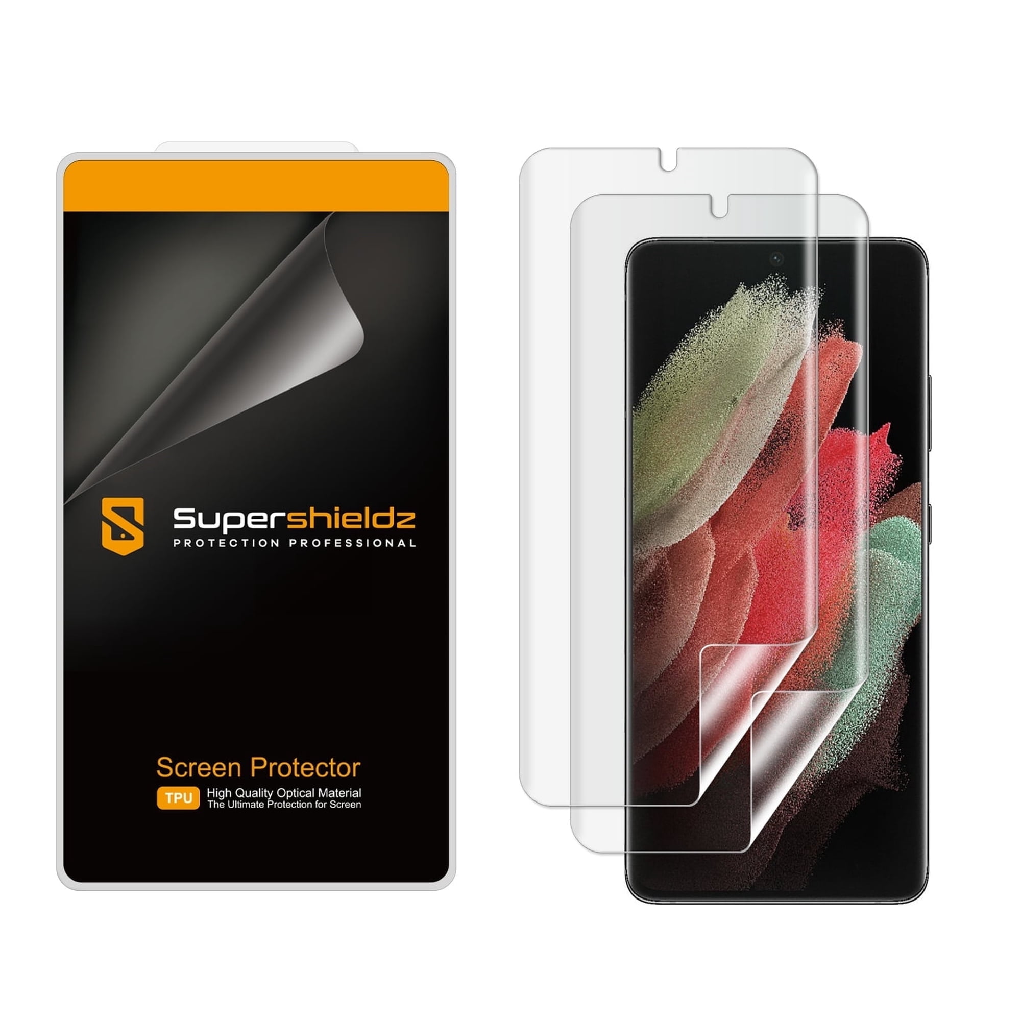 [2-Pack] Supershieldz for Samsung Galaxy S21 Ultra 5G Screen Protector, [Full Screen Coverage] Anti-Bubble High Definition (HD) Clear Shield