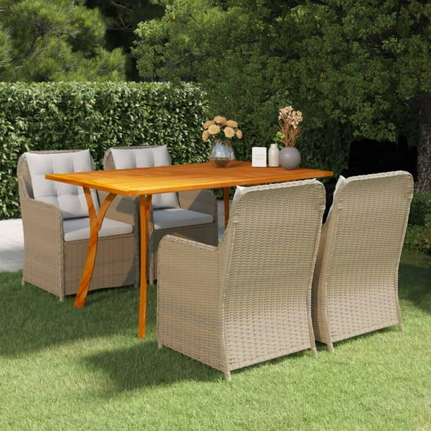 5 Piece Patio Dining Set Brown Outdoor Furniture Sets