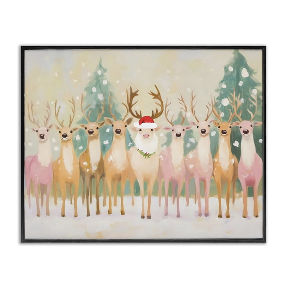 Stupell Industries Traditional Pastel Santa's Reindeer Black Framed Giclee Art, 14 x 11, by Arlington Prints