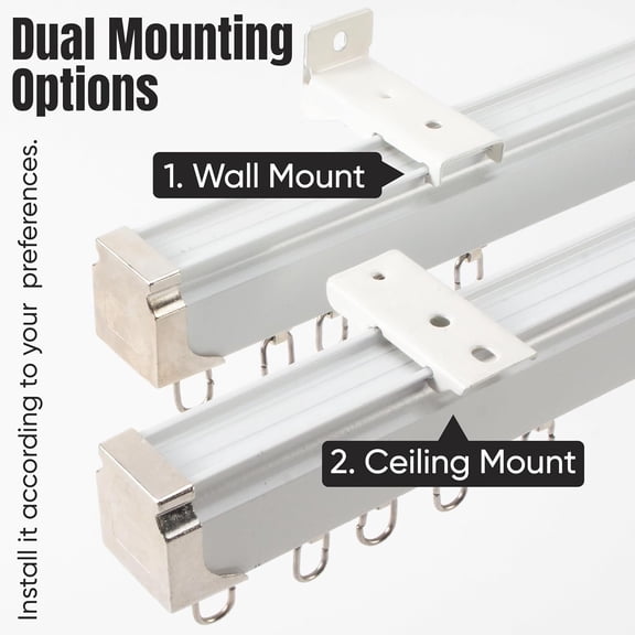 Ceiling Curtain Track Set 3–13 Ft, Heavy Duty Aluminum Track with Ceiling & Wall Mount, Smooth Sliding Room Divider for Living Room, Bedroom & Office