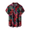 thumbnail image 1 of Camisas s Para Hombre Manga Larga Camisa de manga corta con estampado digital 3d de ocio de tendencia de moda de playa de turismo de vacaciones de verano para hombres (Red, M), 1 of 3