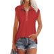 thumbnail image 1 of Camisa de manga corta para mujer, cuello en V, cuello vuelto, ajuste holgado, manga corta, para el trabajo, citas en la calle, compras, rojo, M, 1 of 5
