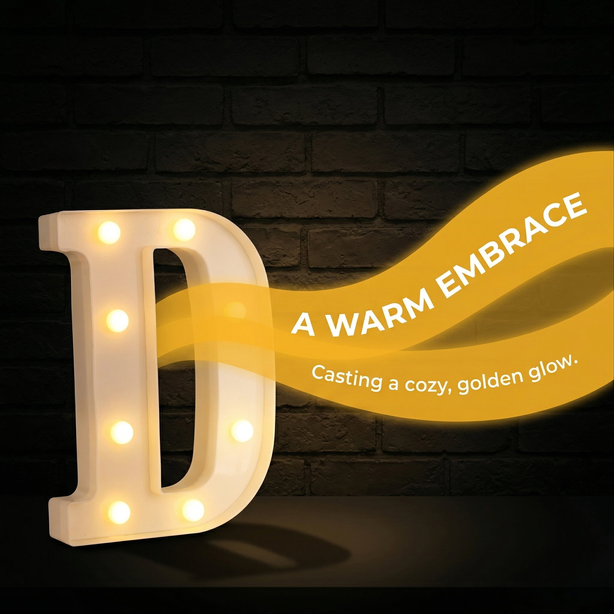 Unique Bargains Marquee Letters With Lights LED Light Up Signs Letter D 6.5"L x 1.5"W x 8.5"H