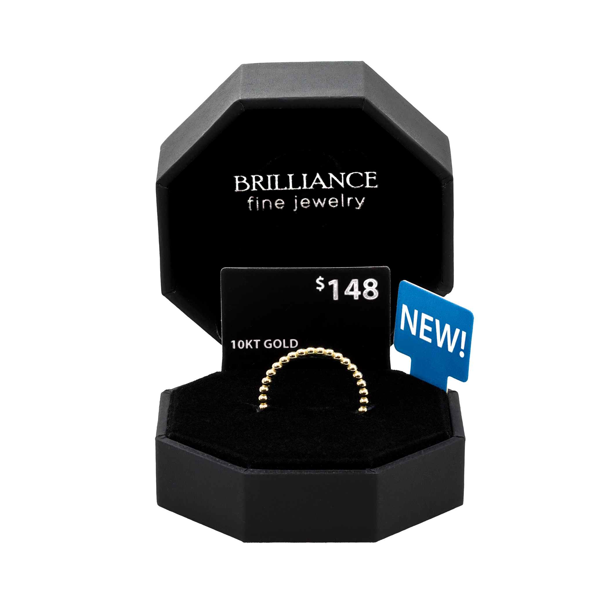Brilliance Fine Jewelry Adult Ladies Stackable 10KT Yellow Gold Beaded Band Ring, Size 7