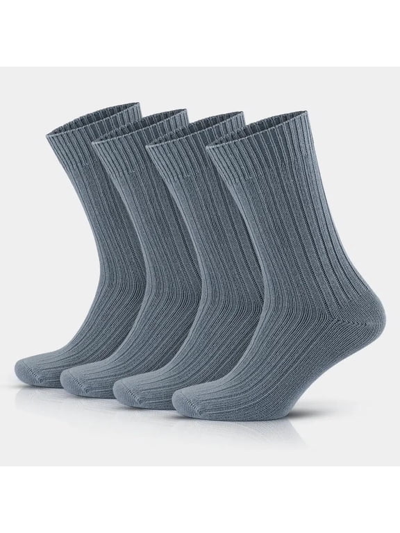 97% Cotton Socks for Men and Women | Gray Crew Socks | 4 Pairs | Model: 3012