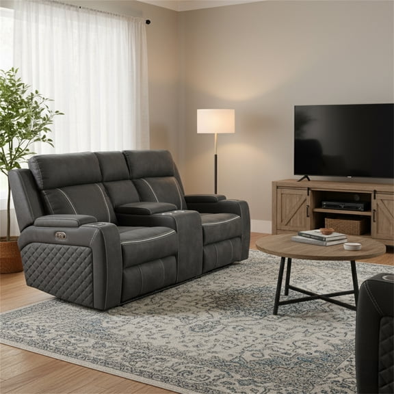 Contemporary Plush Velvet-Like Upholstered Living Room Reclining Love Seat, Brown