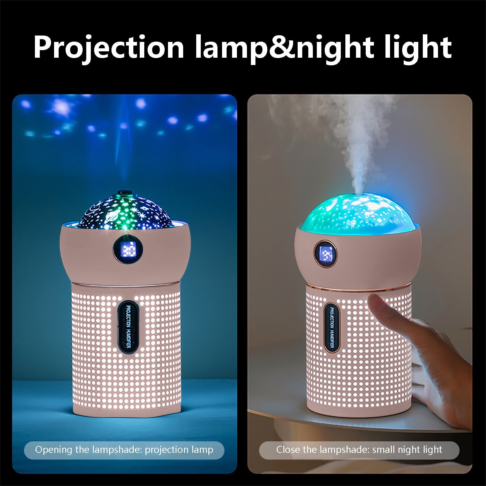 Fnochy Humidifier Night Humidifier for Kids, 630ml Cool Mist Humidifier for Kid Bedroom, 360°Rotation Projection , Whisper-Quiet, Waterless Auto-Off, Gift for Kids