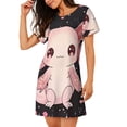 thumbnail image 2 of Qekee Cute Axolotl Sakura Blossoms Print Women's Nightgown,Soft Comfy Sleepshirts,Short Sleeve Sleep Shirt,Loose Comfy Pajama Sleepwear, 2 of 6