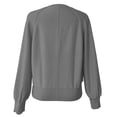 thumbnail image 5 of JGGSPWM Womens Half Button V-Neck Sweater Solid Color Lightweight Fall Long Sleeve Pullover Tops Trendy Cute Crop Sweatshirt Gray S, 5 of 5