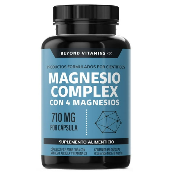 Magnesio Complex - Suplemento Alimenticio 710 mg Sin Rellenos - 180 cápsulas Beyond Vitamins 1 Magnesio Complex - Suplemento Alimenticio Vitaminas en Cápsulas