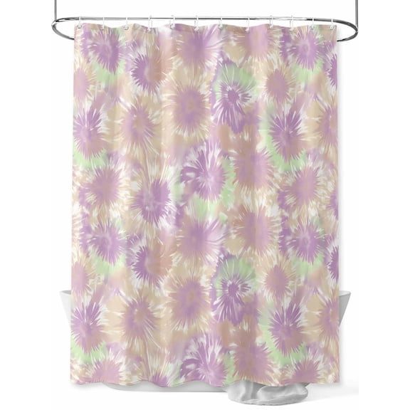 Shower Curtain Purple Yellow Tie Dye Bathroom Curtains with Hooks, Waterproof Fabric Ombre Boho Abstract Art Bath Shower Curtains Set for Bathroom Bathtubs Decor 36x72 Inch