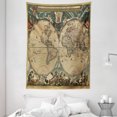 thumbnail image 1 of Vintage Tapestry, Dated Old Map of Ancient World Historic Geography Theme Antique Grungy Design Print, Wall Hanging for Bedroom Living Room Dorm Decor, 60W X 80L Inches, Multicolor, by Ambesonne, 1 of 2
