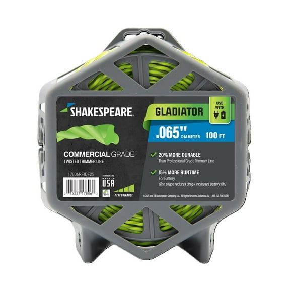 SHAKESPEARE 0.065" x 100' Commercial Trimmer Line - Green, Hurricane-Shaped (1 Count)