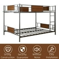thumbnail image 2 of Full Over Full Bunk Bed, Seizeen Metal Bunk Bed, Modern Retro Full Size Bunk Bed Frame with Ladder and Safety Guardrails, for Teens & Adults, Brown, 2 of 6