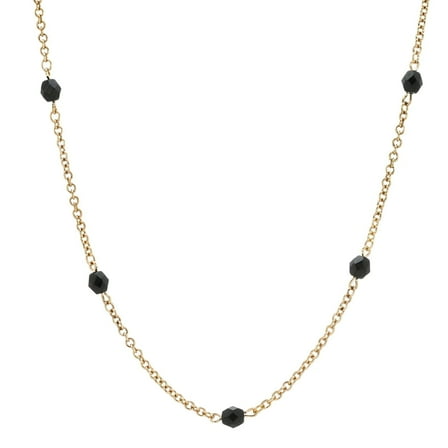 1928 Jewelry Minuit Black Glass Beaded Link Necklace 24
